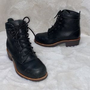 Worx Red Wing Safety Leather Steel Toe Boots  Womens Size 6M Black 5126